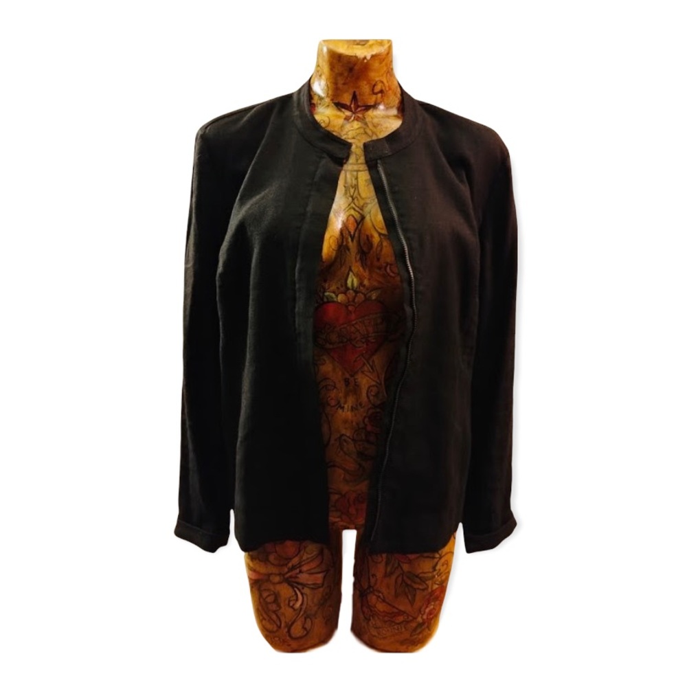 SOLD 🚨 Hugo Buscati collection jacket blazer Sz 12 black long sleeve zip front - Picture 1 of 6